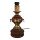 Turned wooden floor lamp with label and golden handles 1852