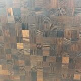 Table basse Dieter Waeckerlin en marqueterie de bois de palmier