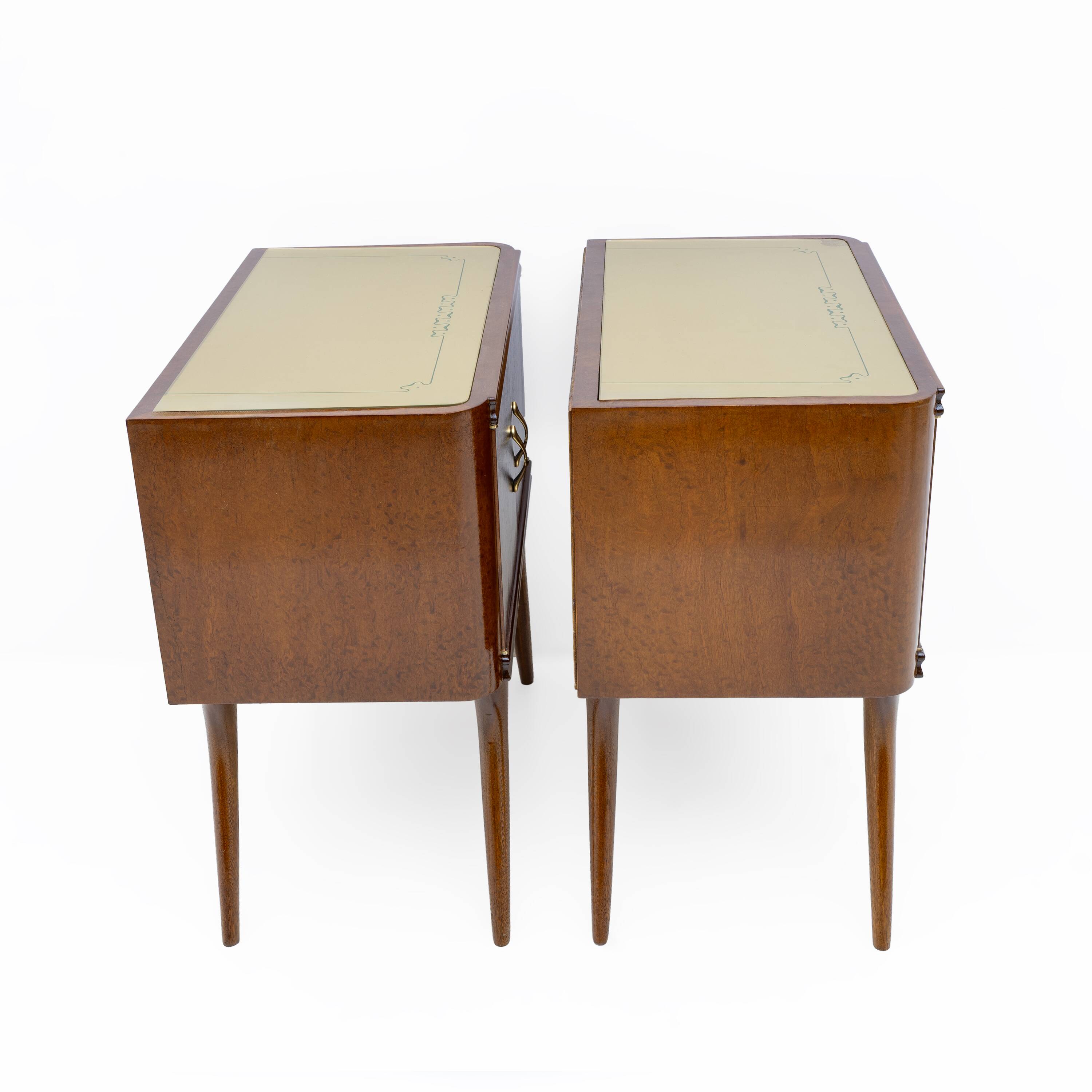 Pair of Mid-Century Modern Italian Walnut and Thuja Root Nightstands, 1950s