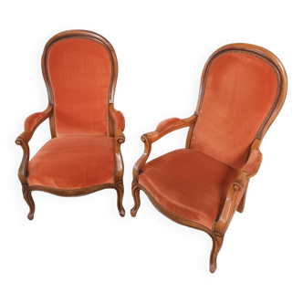 Two Voltaire type armchairs