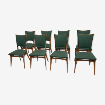 Set of 8 vintage wooden chairs, Italian design of the years 1960/70