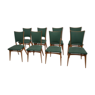 Ensemble de 8 chaises vintage en bois massif, design italien des années 1960/70