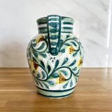 Enameled terracotta flower pitcher