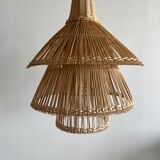 Rattan pendant lamp or light in the shape of an Asian lantern
