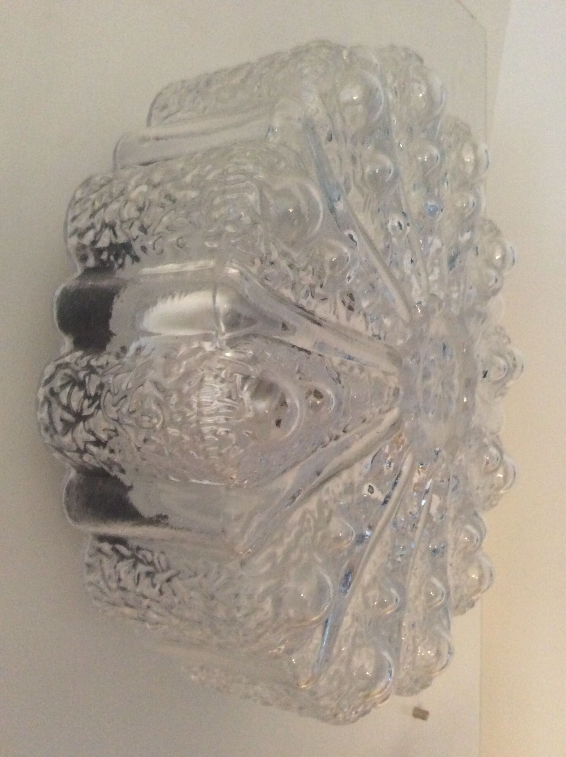 Ceiling lamp from the 70s in molded glass
