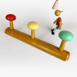 Wooden coat rack with multi-colored balls from the 60s