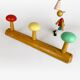 Wooden coat rack with multi-colored balls from the 60s