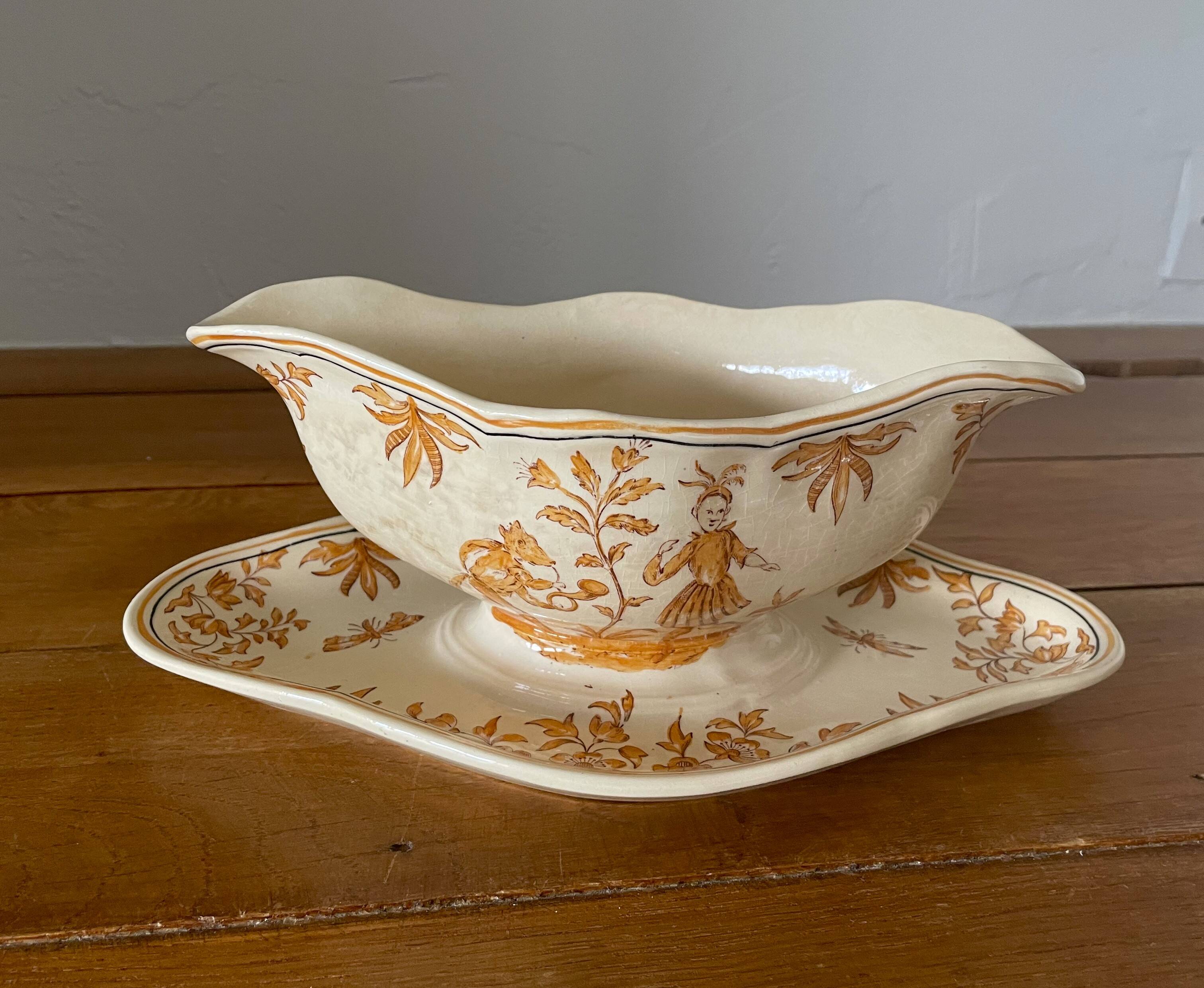 Grande saucière ancienne en faïence de Longchamp