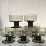Lot of 8 Mobil cups in smoked glass