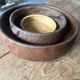 Ensemble de trois coupes en véritable bois d'olivier, fartisanaux, vintage
