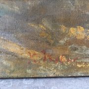 Paysage ochre et brun, huile sur toile signé