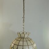 Vintage capiz shell pendant light, Tiffany style, retro lighting fixture