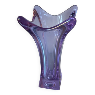 Vase or amethyst glass soliflore in free form from the 60s-70s.