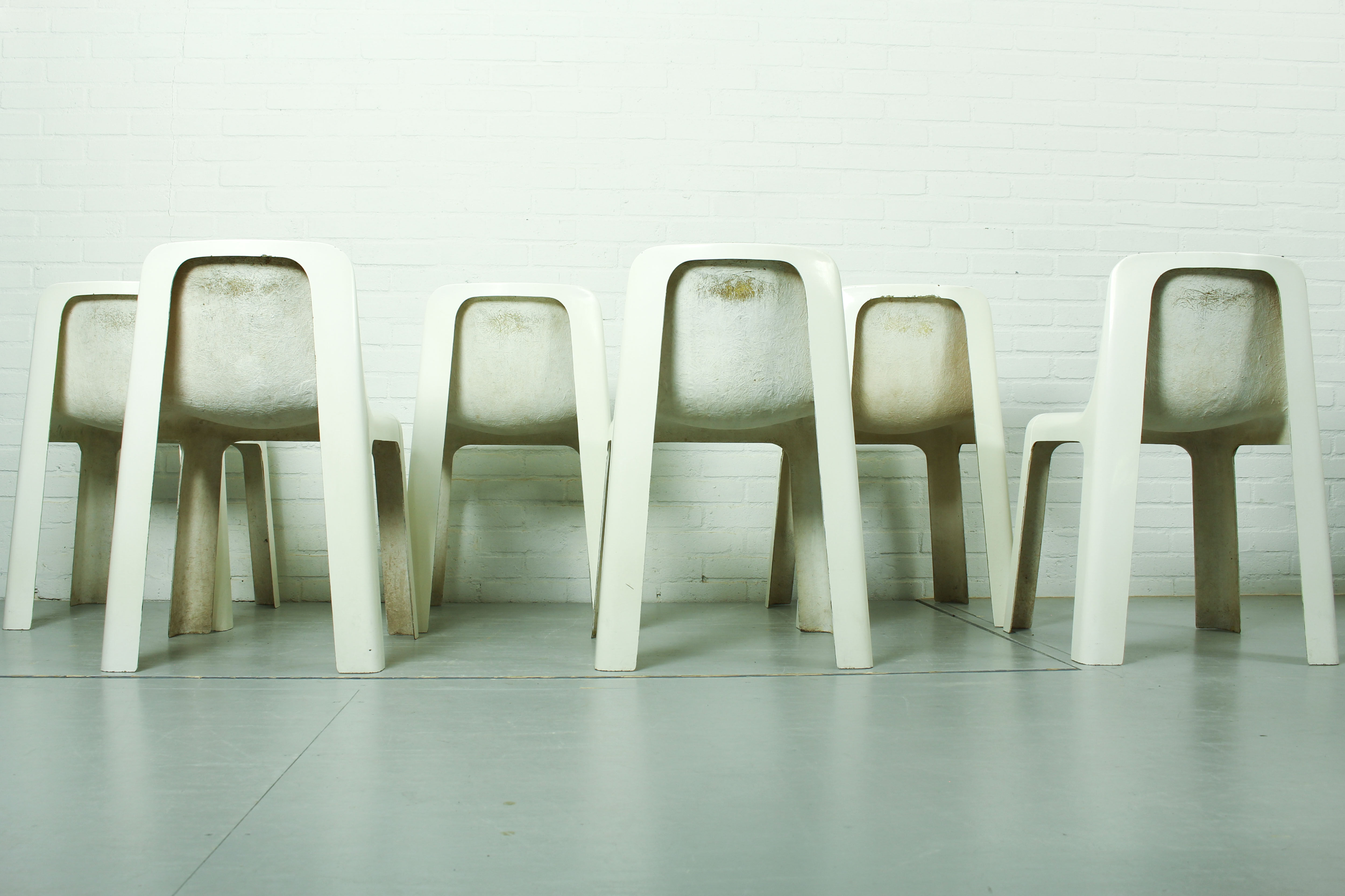 Set of 6 OZOO 700 Fiberglass Dining Chairs by Marc Berthier for Roche Bobois, 1970s