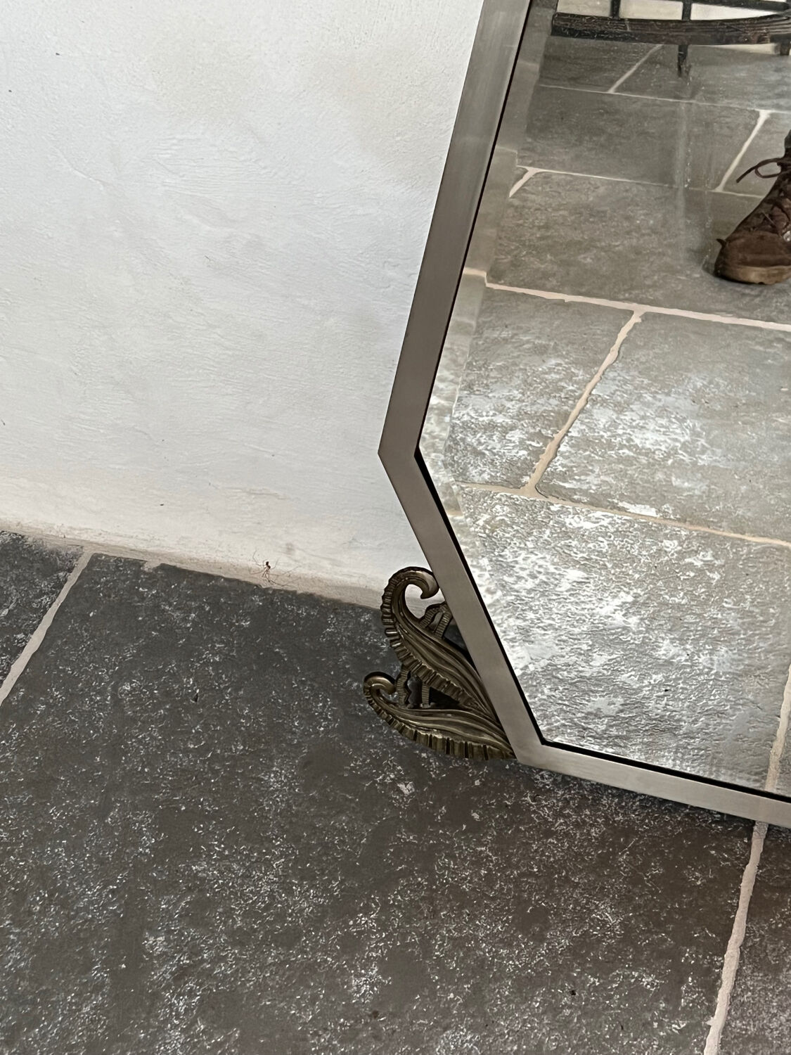 Art Deco mirror in nickel-plated bronze