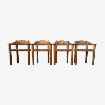 Set of 4 pine wood dining chairs by Rainer Daumiller ed. Hirtshals Savværk, 1970s