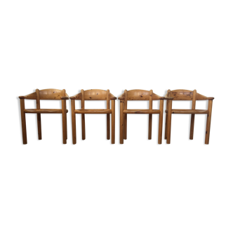 Ensemble de 4 chaises à manger en bois de pin par Rainer Daumiller ed. Hirtshals Savværk, années 1970