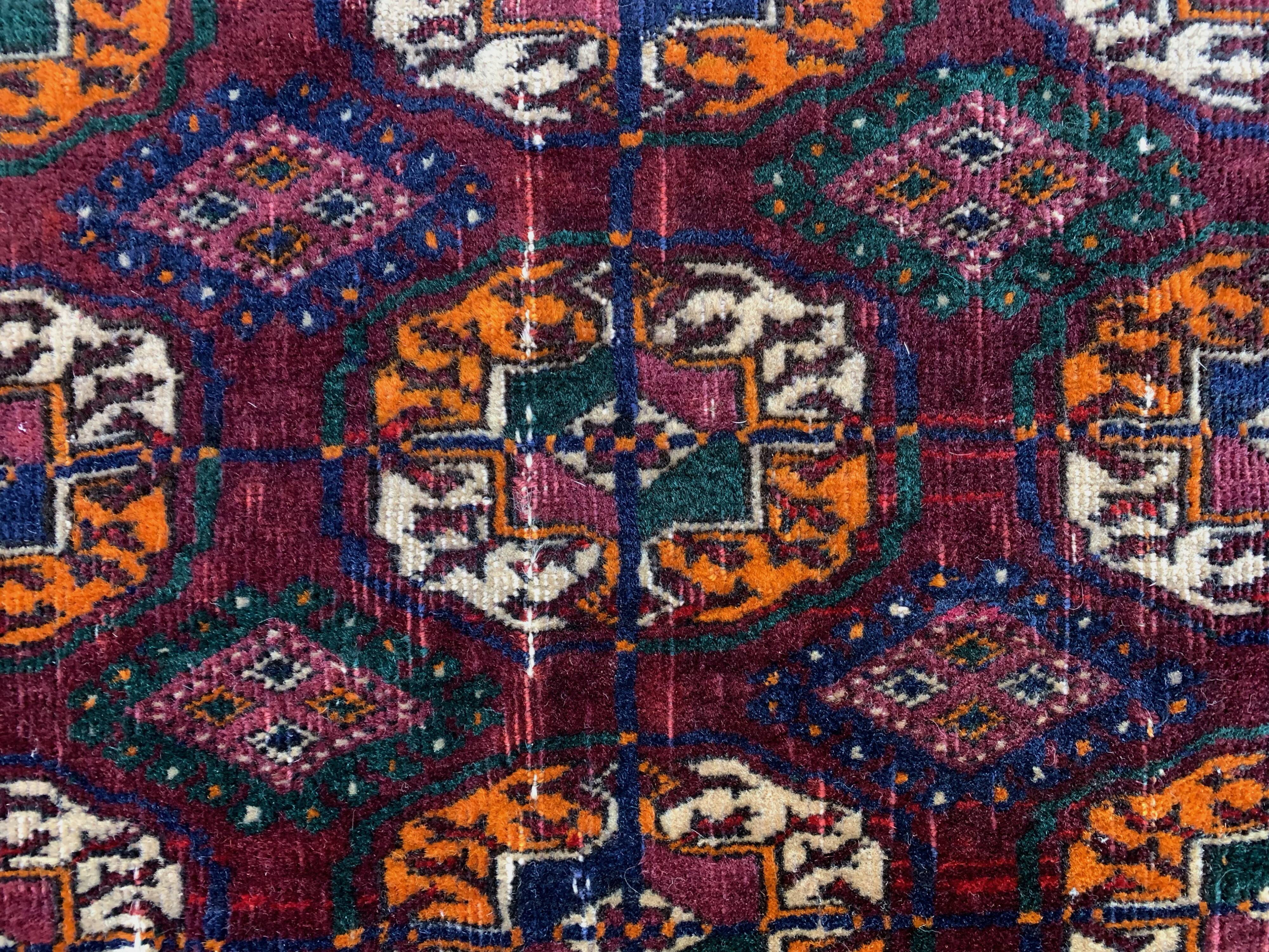 Antique turkmen tekke rug, 144x97 cm turkoman bokhara red black beige