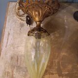 Luminaire globe verre ouraline ancien Art nouveau fin 19e début 20e siècle