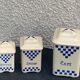 Set of 3 earthenware spice pots geometric pattern art deco period