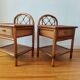 Pair of vintage rattan and cane bedside tables, 1970s