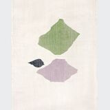 Ecru Moroccan Berber kilim with colorful patterns, 3.10x1.92m