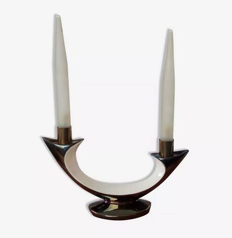 Verceram iridescent ceramic lamp France c.1960