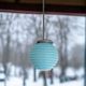 Vintage blue ribbed glass art deco hanging lamp 1950s