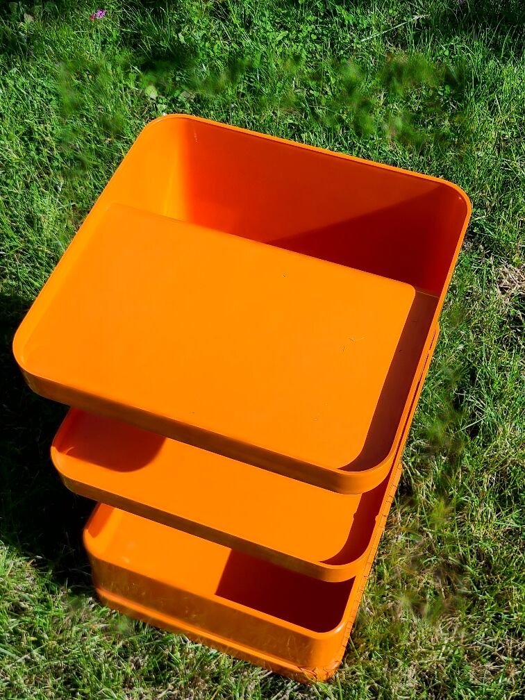 Vintage bedside cabinet storage flair prisunic orange