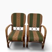 Fauteuils en rotin éclissé style Audoux Minet des années 50 F