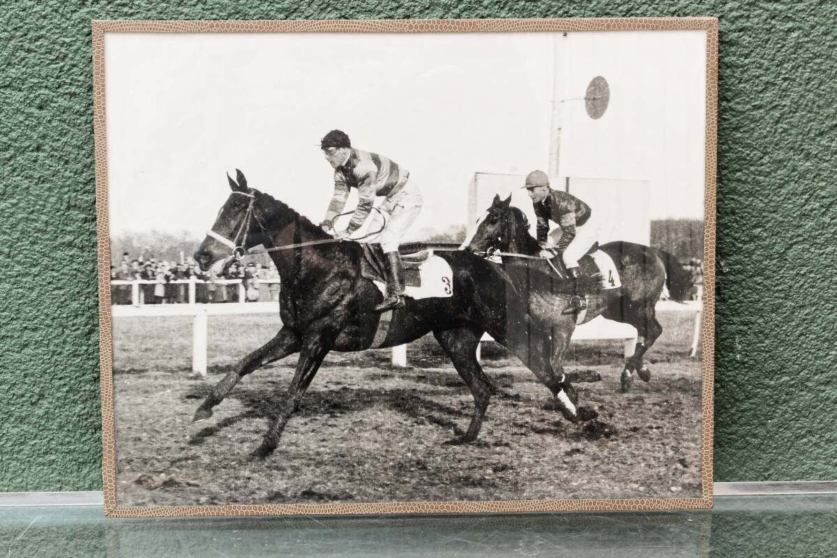Equestrian photo, racecourse, 1940s