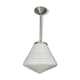 Chandelier art deco, opaline and chrome metal, France 1930