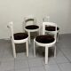 Lacquered wooden chairs with fabric, 1970s, set of 4