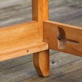 Bed of Guillerme and Chambron solid light oak France 1970