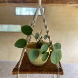 Bamboo and macrame plant holder