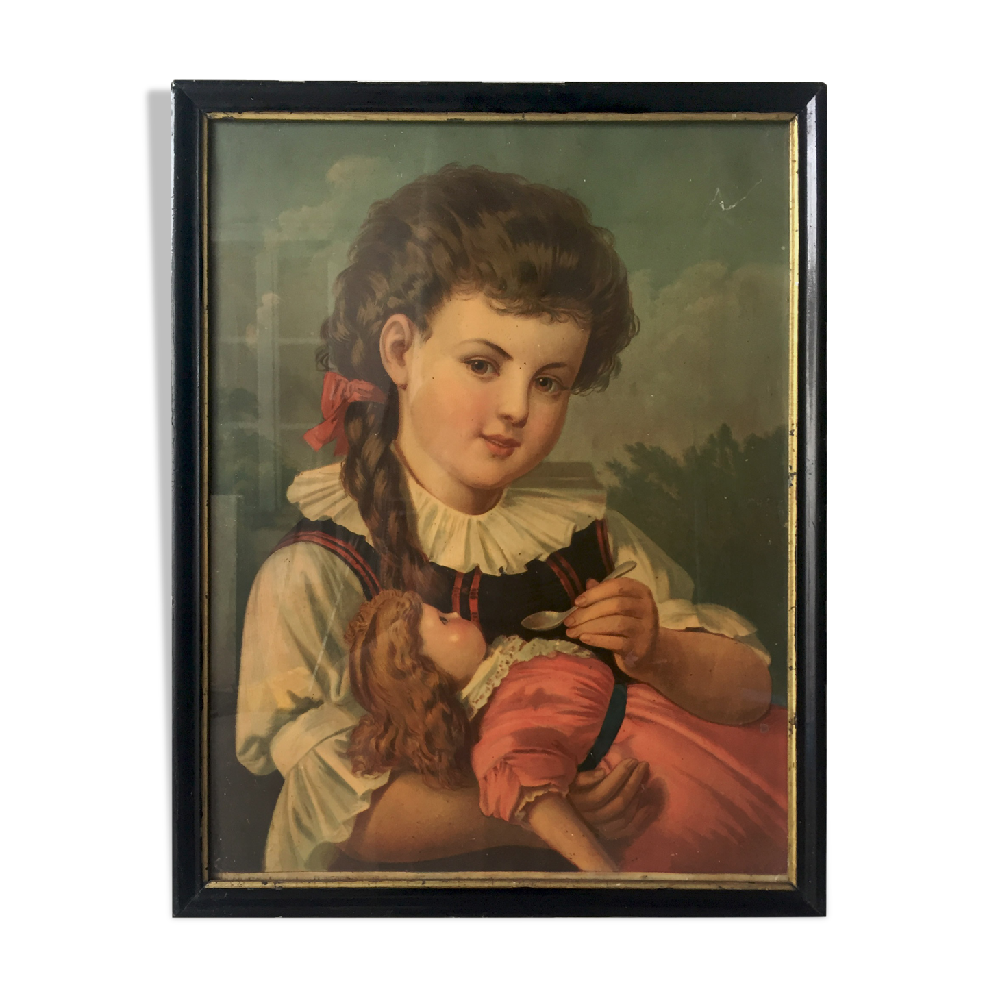 table in chromolithography framed early twentieth century