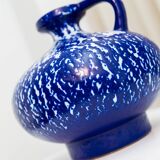 Deep cobalt blue glazed ceramic vase by VEB Haldensleben, mid-century 1960s Fat Lava style