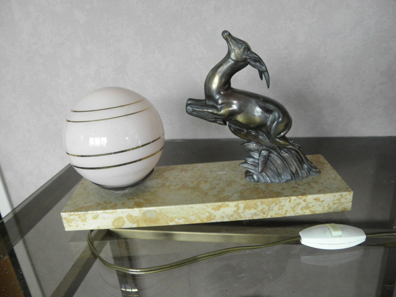 Art Deco marble figurine table lamp