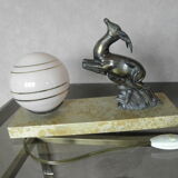Art Deco marble figurine table lamp