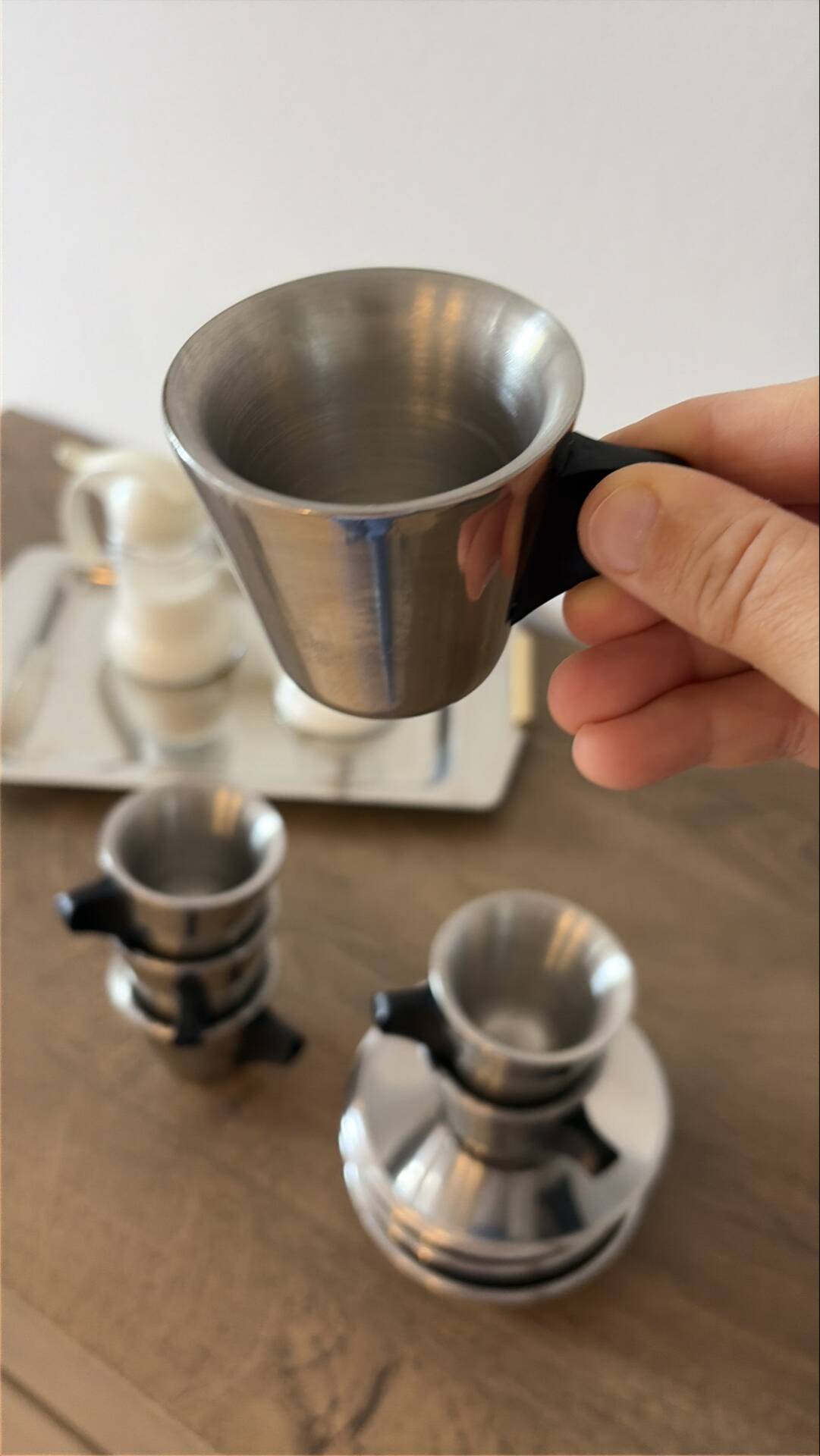 Ikea trivsel vintage 90s espresso coffee service – stainless steel – set of