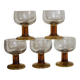 Vintage 70s glasses with amber block feet