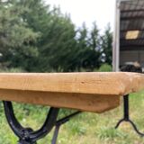 Large beech bistro coffee table and cast iron base French Paris