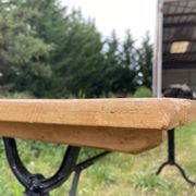 Large bistro coffee table in beech and cast iron base, French Paris