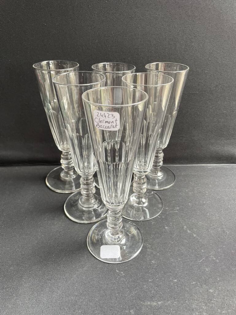 6 Baccarat Clermont 19th century champagne flutes