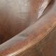 Sturdy dark cognac brown cow leather Aviator design armchair