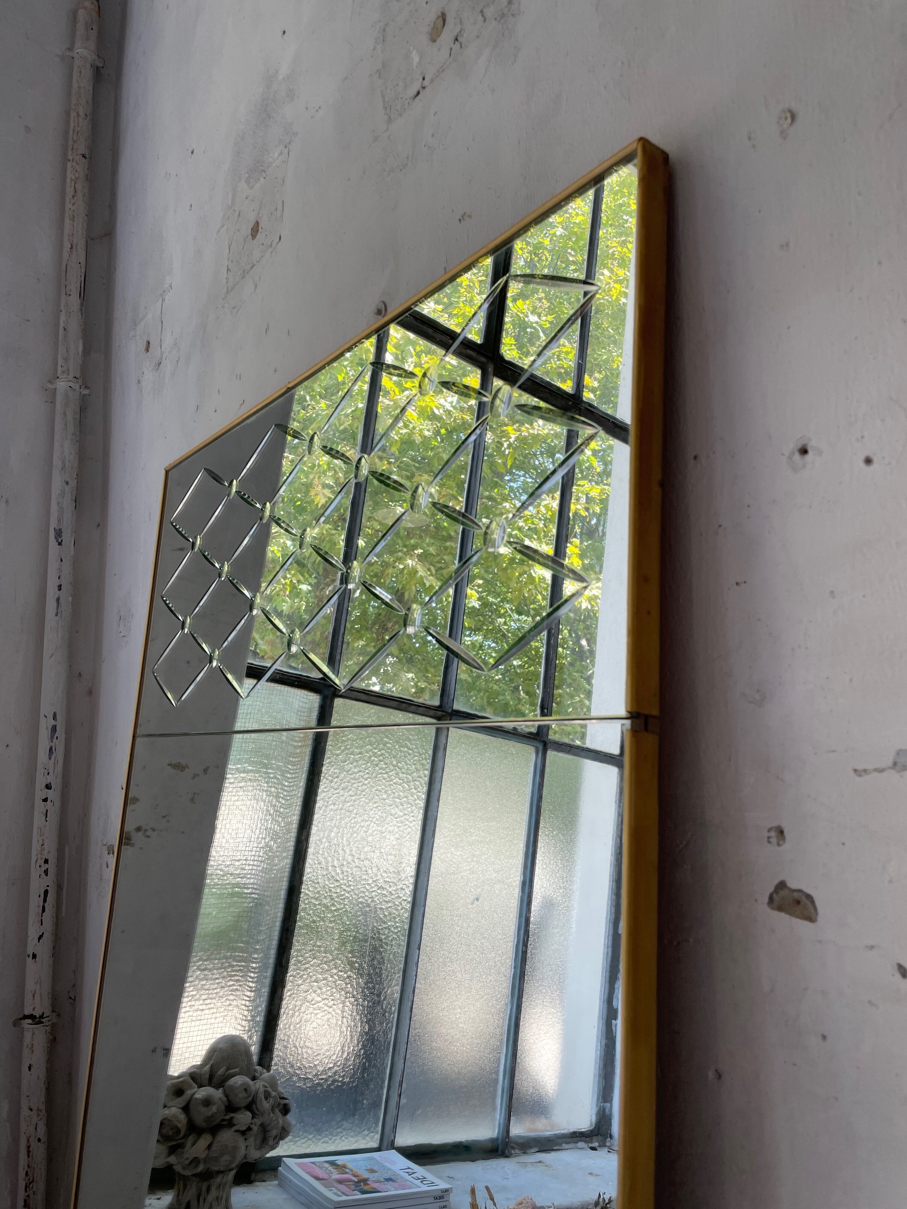 Italian engraved bistro mirror 60s XL