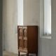 Classic sculptural Danish wardrobe in oak veneer and burl wood, 1950s.