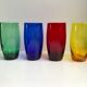 Lot de 4 verres à eau design en verre coloré années 70