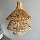 Rattan pendant lamp or light in the shape of an Asian lantern