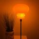Lampe de table à poser réalisée avec un abat-jour vintage orange en verre et un pied doré